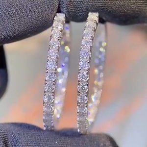 Certified 2.88 ct. t.w. Moissanite Diamond Inside Out Hoop Earrings NEW